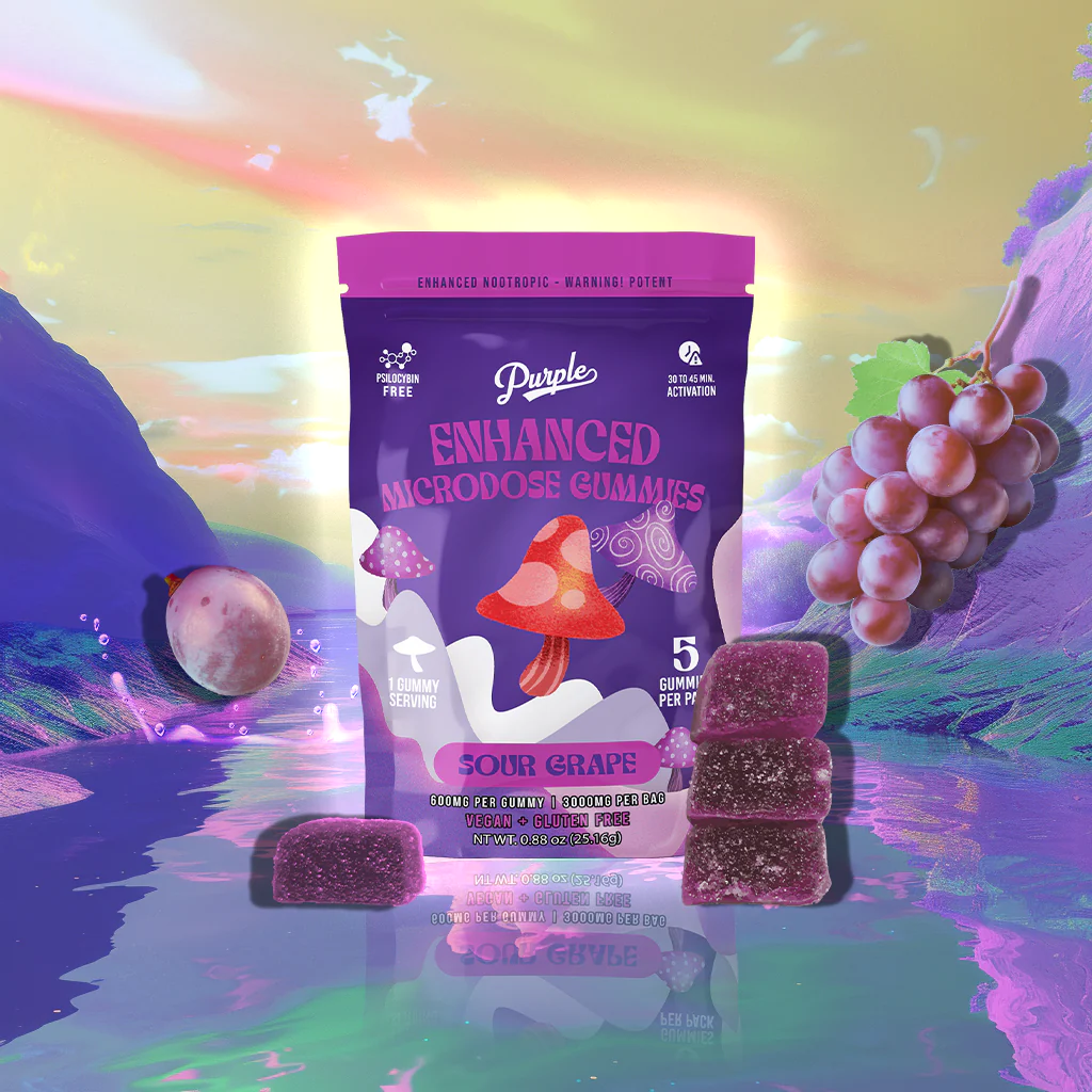 PURPLE MUSHROOM ENHANCED MICRODOSE GUMMIES | SOUR GRAPE — UK Shroom Bros